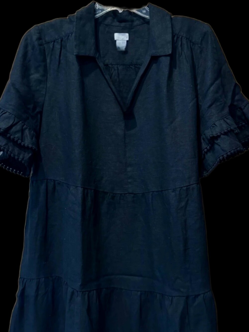 Chico’s Linen Eyelet Tiered Sundress Black size 2 (12-14 L ) ✨️Pre-owned - Picture 9 of 12